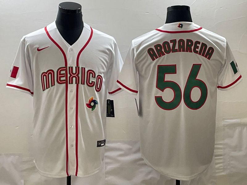 Men 2023 World Cub Mexico #56 Arozarena White green Nike MLB Jersey9